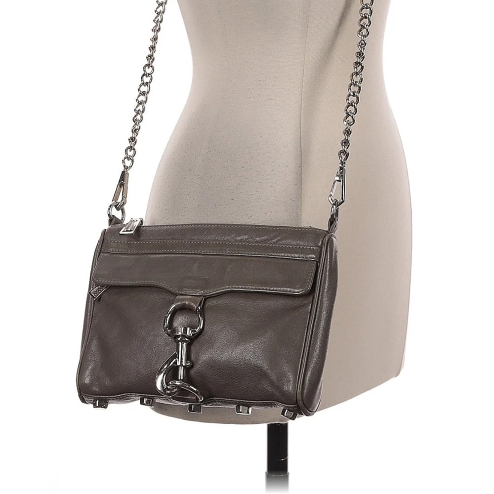 Rebecca Minkoff Mini Mac Gray Crossbody Bag with Chain Strap